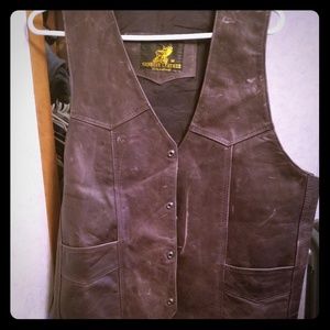 Brown leather vest